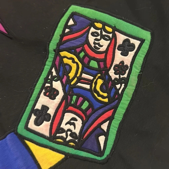 Vintage 80s Silkscapes Oversized Jacket Casino Royale Wearable Art One Size - Picture 10 of 11